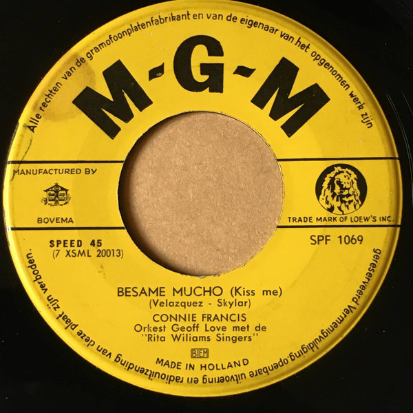 Accords et paroles Besame Mucho Connie Francis
