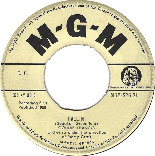 Accords et paroles Fallin Connie Francis