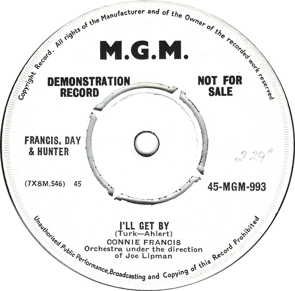 Accords et paroles I'll Get By Connie Francis