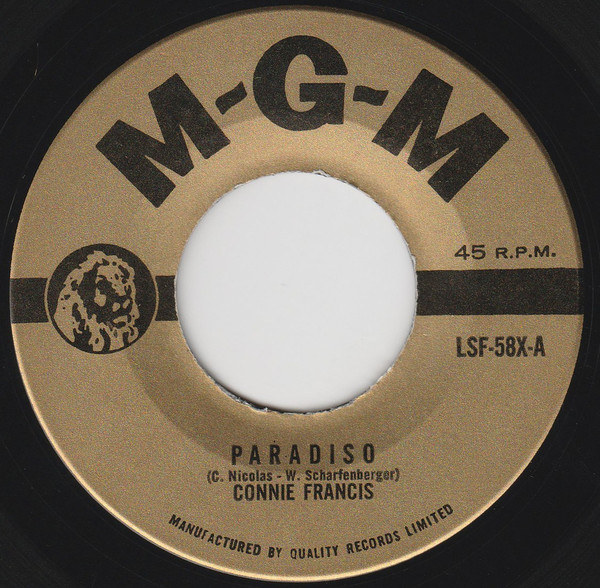 Accords et paroles Paradiso Connie Francis