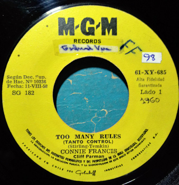 Accords et paroles Tanto Control Connie Francis