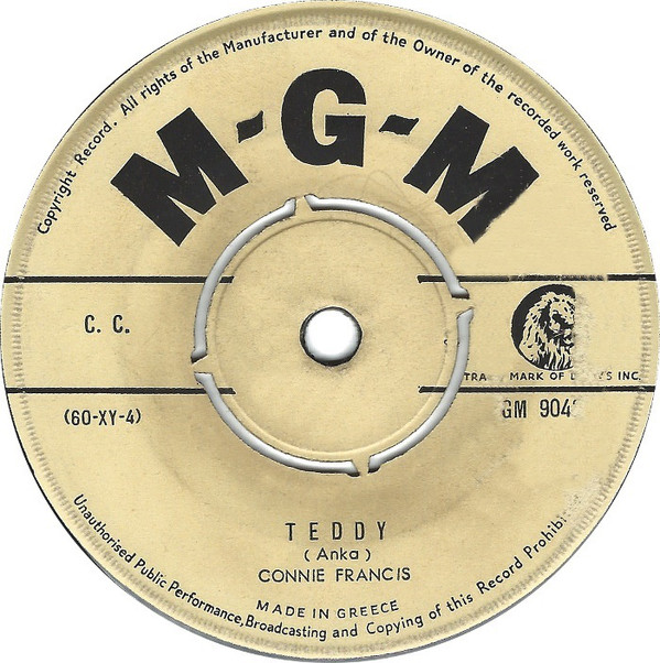 Accords et paroles Teddy Connie Francis