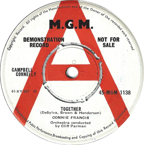 Accords et paroles Together Connie Francis