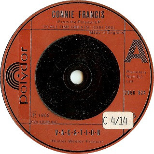 Accords et paroles V-a-c-t-i-o-n Connie Francis