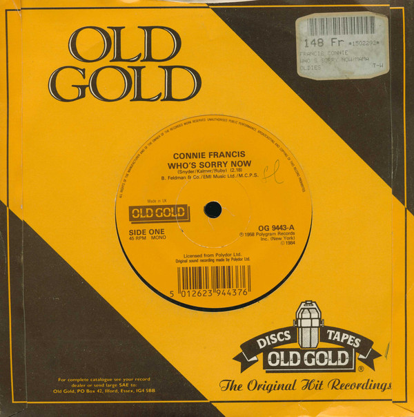 Accords et paroles Whos Sorry Now Connie Francis