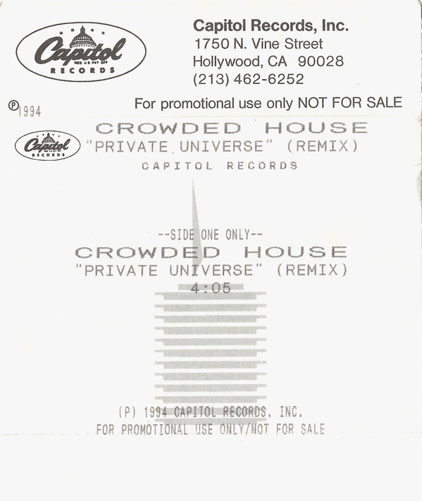 Accords et paroles Private Universe Crowded House