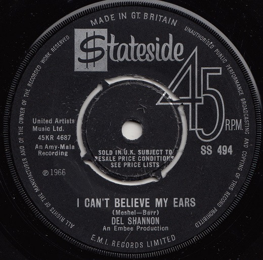 Accords et paroles I Can't Believe My Ears Del Shannon