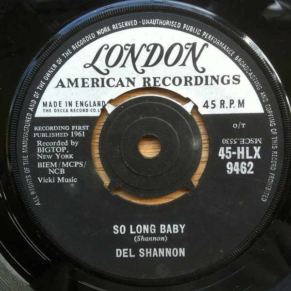 Accords et paroles So Long Baby Del Shannon