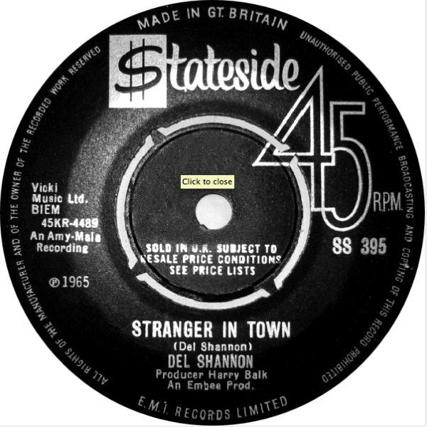 Accords et paroles Stranger In Town Del Shannon