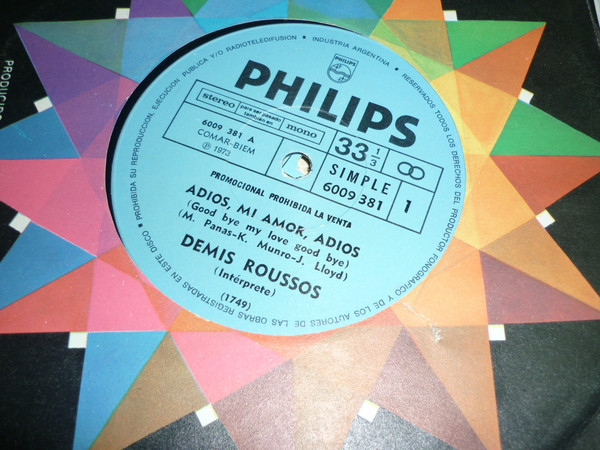 Accords et paroles Adios Mi Amor Demis Roussos