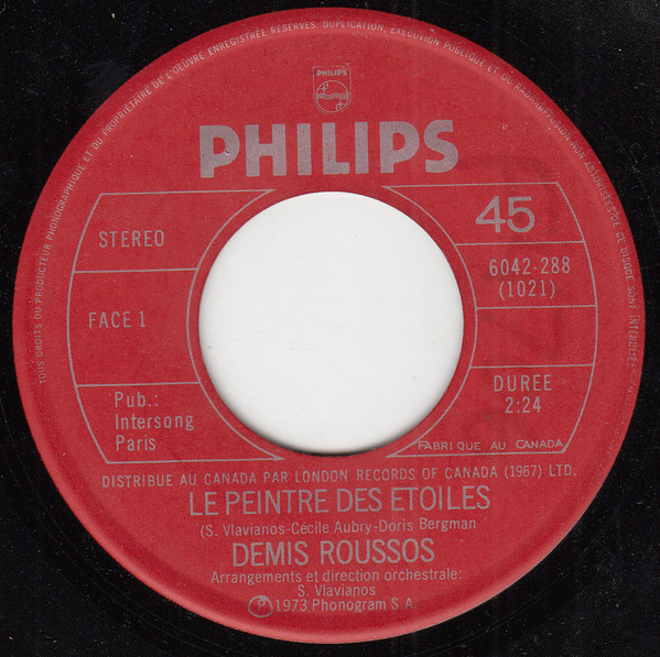 Accords et paroles Le peintre des étoiles Demis Roussos
