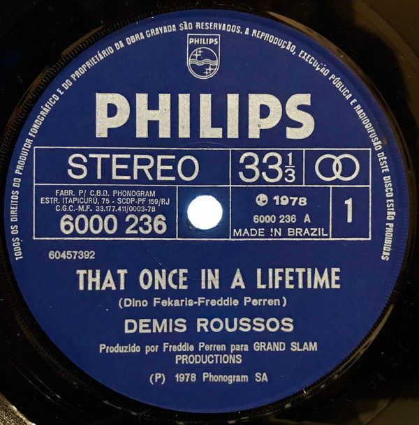 Accords et paroles That Once In A Lifetime Demis Roussos