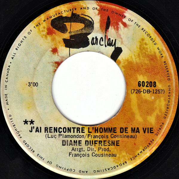 Accords et paroles J'ai rencontré l'homme de ma vie Diane Dufresne