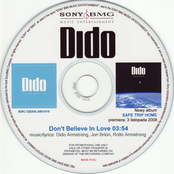 Accords et paroles Dont Believe In Love Dido
