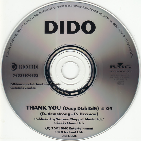 Accords et paroles Thank you Dido