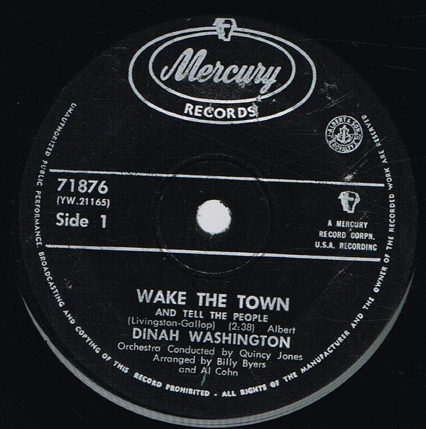 Accords et paroles Wake The Town And Tell The People Dinah Washington