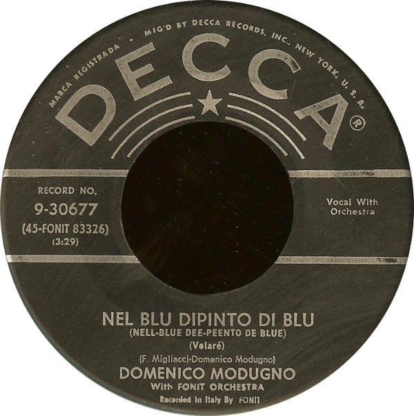 Accords et paroles Nel Blu Dipinto Di Blu Volare Domenico Modugno