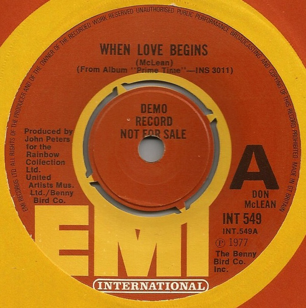 Accords et paroles When Love Begins Don McLean
