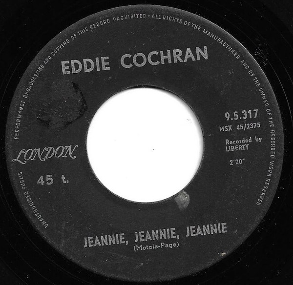 Accords et paroles Jeannie, Jeannie, Jeannie Eddie Cochran