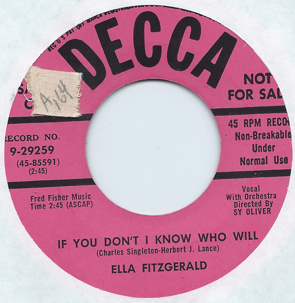 Accords et paroles If You Dont I Know Who Will Ella Fitzgerald