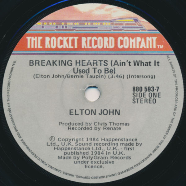 Accords et paroles Breaking Hearts Aint What It Used To Be Elton John