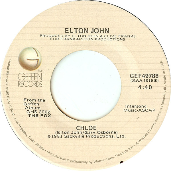 Accords et paroles Chloe Elton John