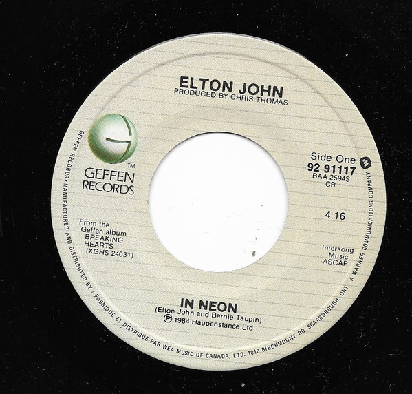 Accords et paroles In Neon Elton John