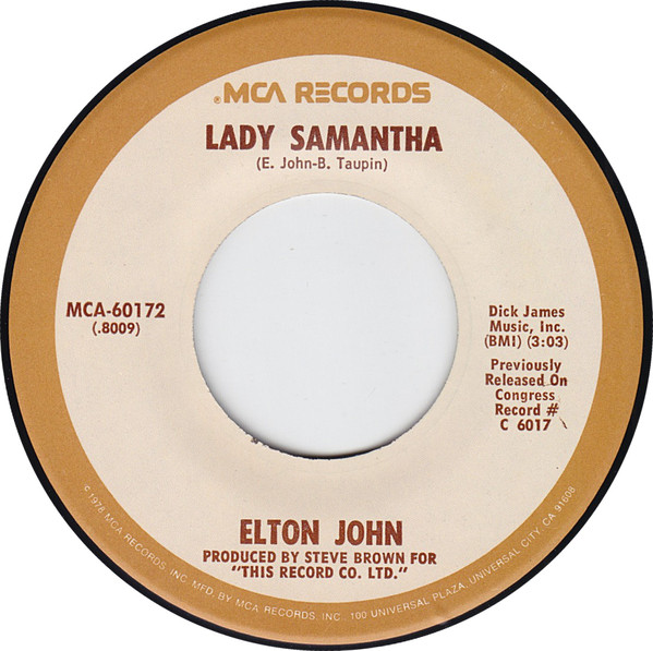 Accords et paroles Lady samantha Elton John
