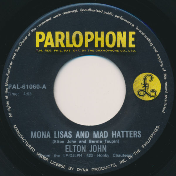 Accords et paroles Mona Lisas And Mad Hatters Elton John