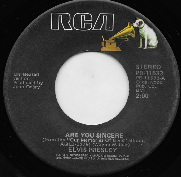 Accords et paroles Are You Sincere Elvis Presley