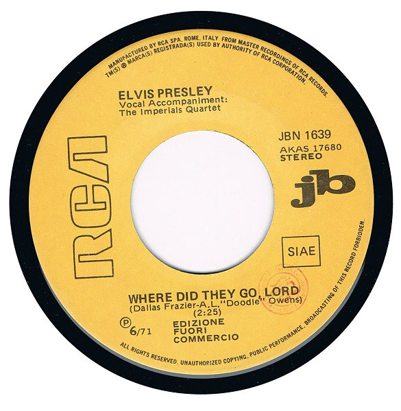 Accords et paroles Where Did They Go Lord Elvis Presley