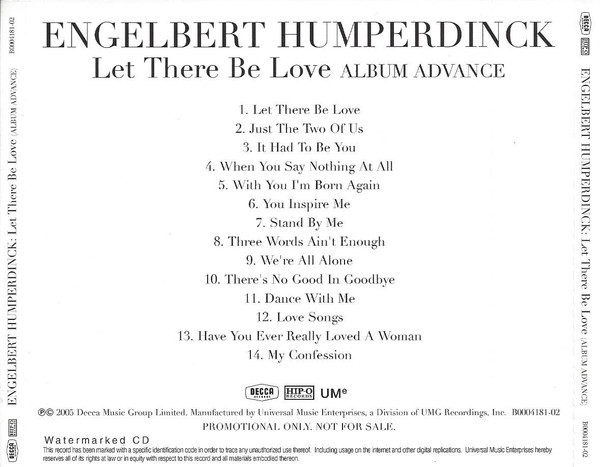 Accords et paroles Let There Be Love Engelbert Humperdinck