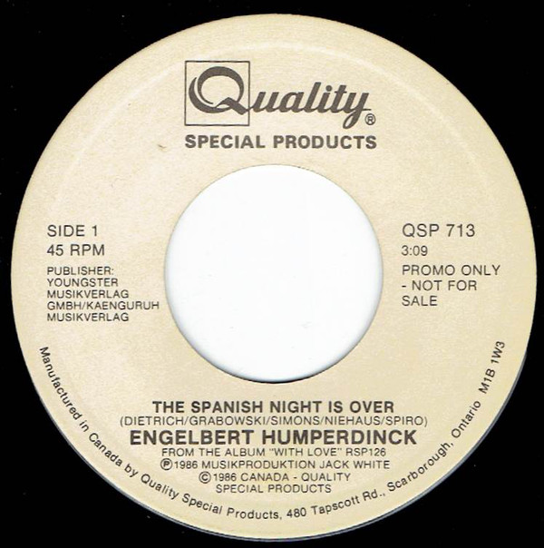 Accords et paroles The Spanish Night Is Over Engelbert Humperdinck