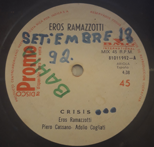 Accords et paroles Crisis Eros Ramazzotti