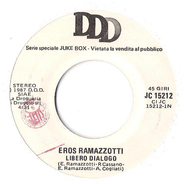 Accords et paroles Libero Dialogo Eros Ramazzotti