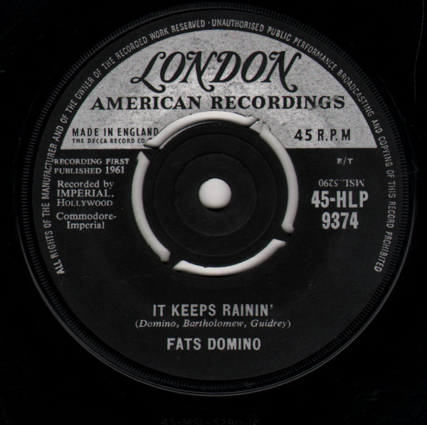 Accords et paroles It Keeps Rainin Fats Domino