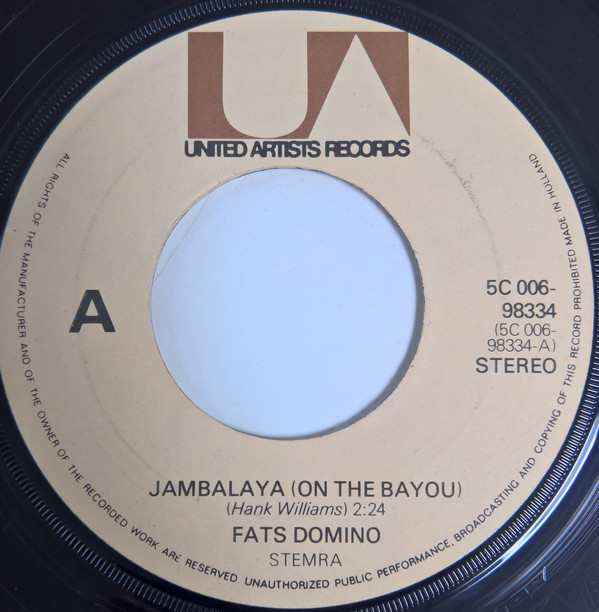 Accords et paroles Jambalaya/on the bayou Fats Domino