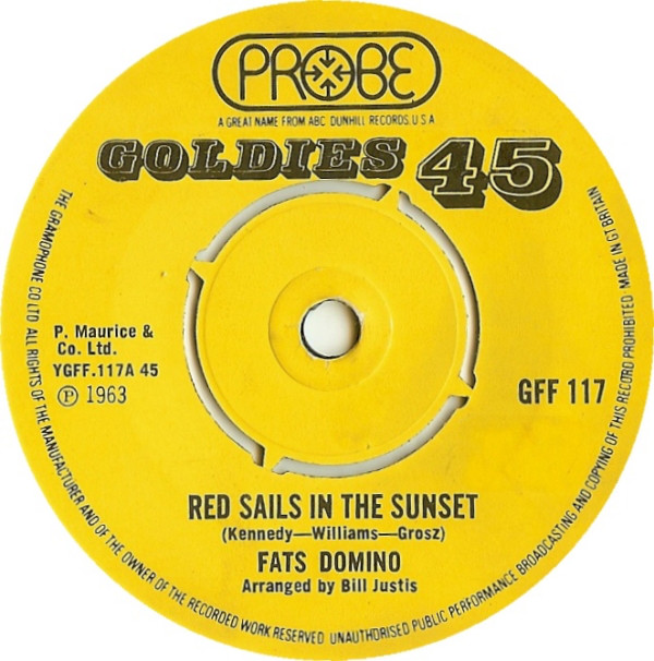 Accords et paroles Red Sails In The Sunset Fats Domino