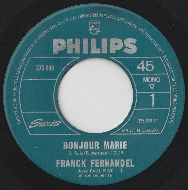 Accords et paroles Bonjour Marie Franck Fernandel