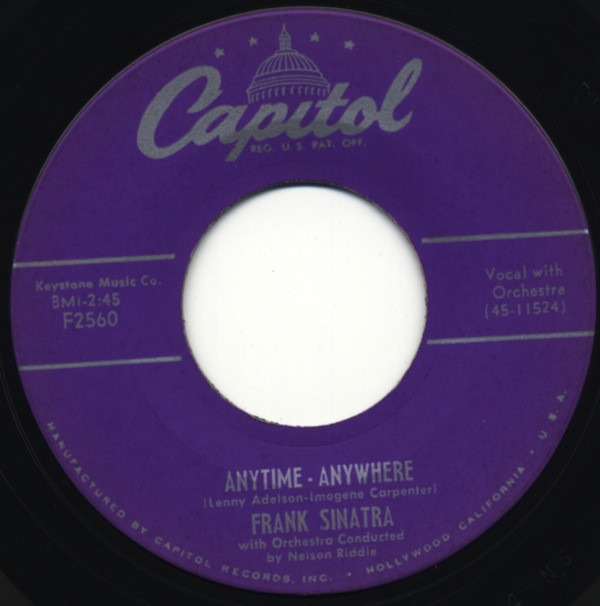 Accords et paroles Anytime, Anywhere Frank Sinatra