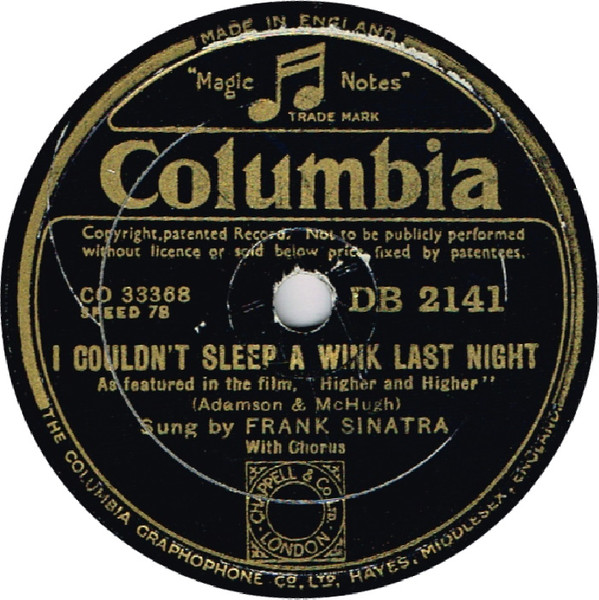 Accords et paroles I Couldn't Sleep A Wink Last Night Frank Sinatra