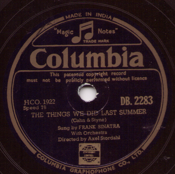Accords et paroles The Things We Did Last Summer Frank Sinatra