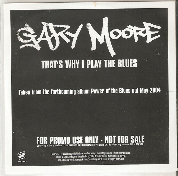 Accords et paroles Thats Why I Play The Blues Gary Moore