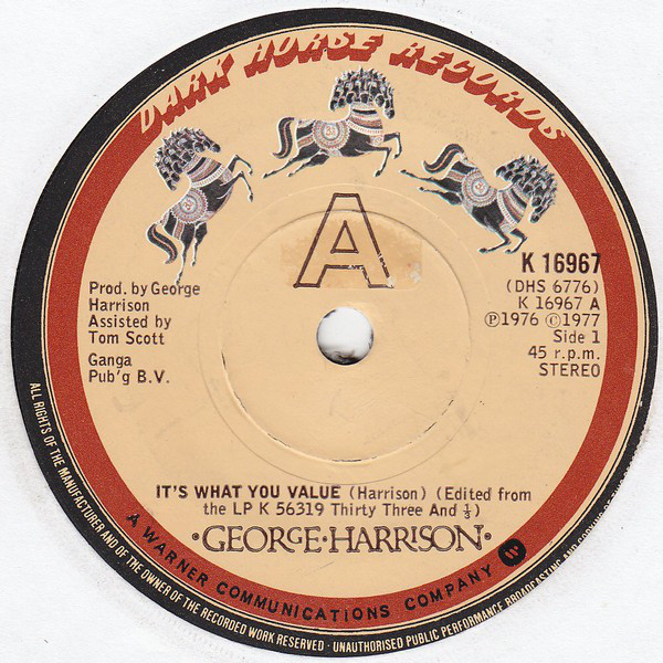 Accords et paroles Its What You Value George Harrison