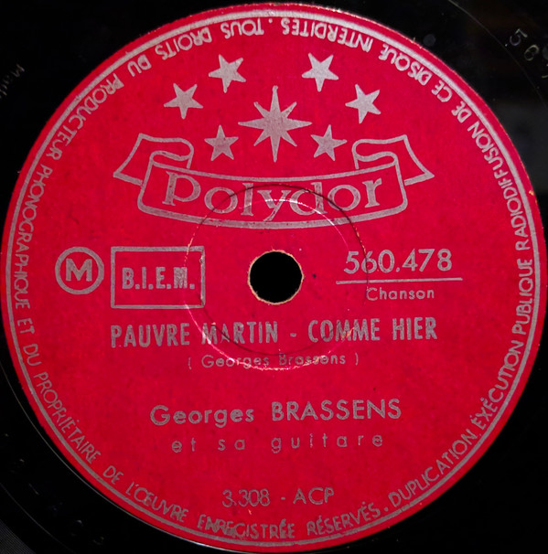 Accords et paroles Comme hier Georges Brassens
