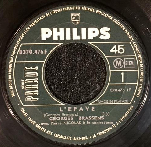 Accords et paroles L Epave Georges Brassens