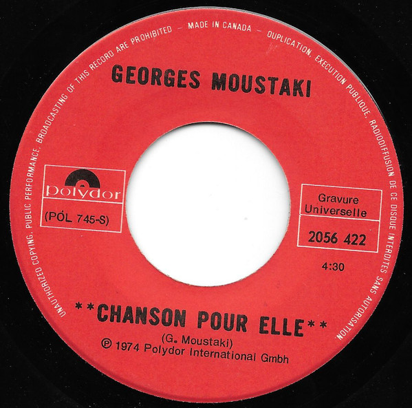 Accords et paroles Chanson pour elle Georges Moustaki