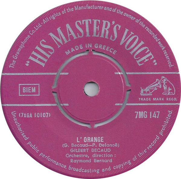 Accords et paroles L'orange Gilbert Bécaud