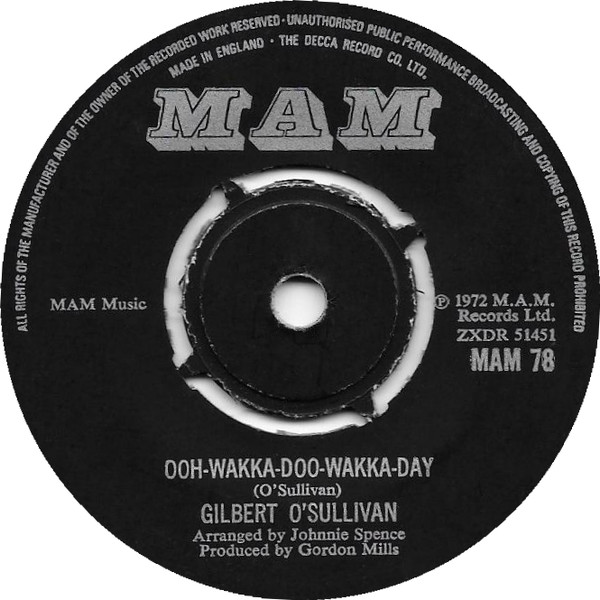 Accords et paroles Ooh Wakka Doo Wakka Day Gilbert O'Sullivan