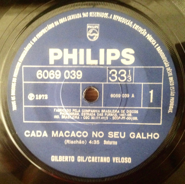Accords et paroles Cada Macaco No Seu Galho Gilberto Gil